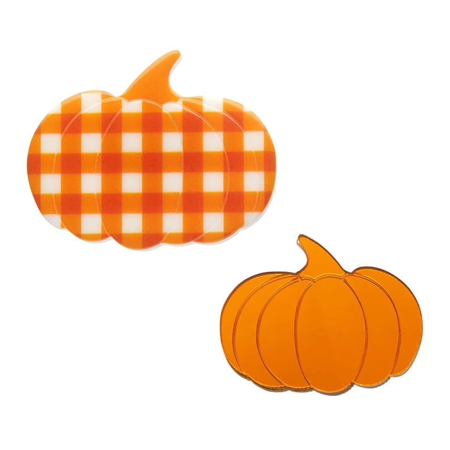 Pumpkin Patch Mini Brooch Set - Orange & Orange Gingham*Erstwilder Clearance